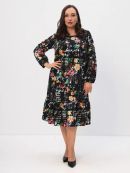 черный, принт оранжевый цветок